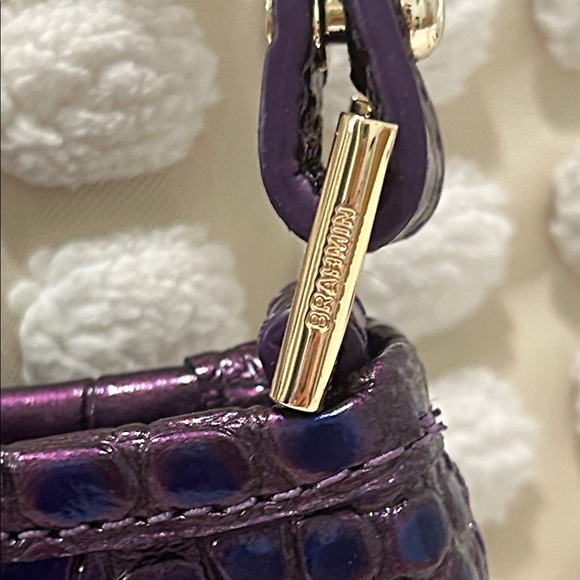 Brahmin Lorelei Purple Acro Iridescent Purple Croc-Embossed Shoulder Bag